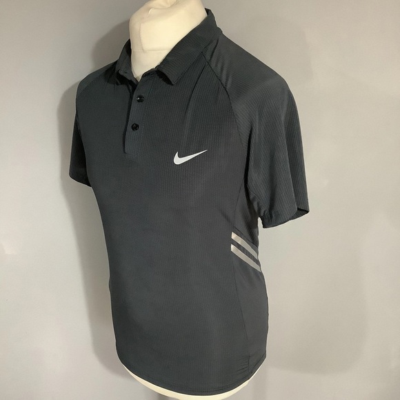 Nike Dri-fit Fitted Polo Shirt - Size M - Grey - Reflective - P2P 19” - Picture 3 of 6